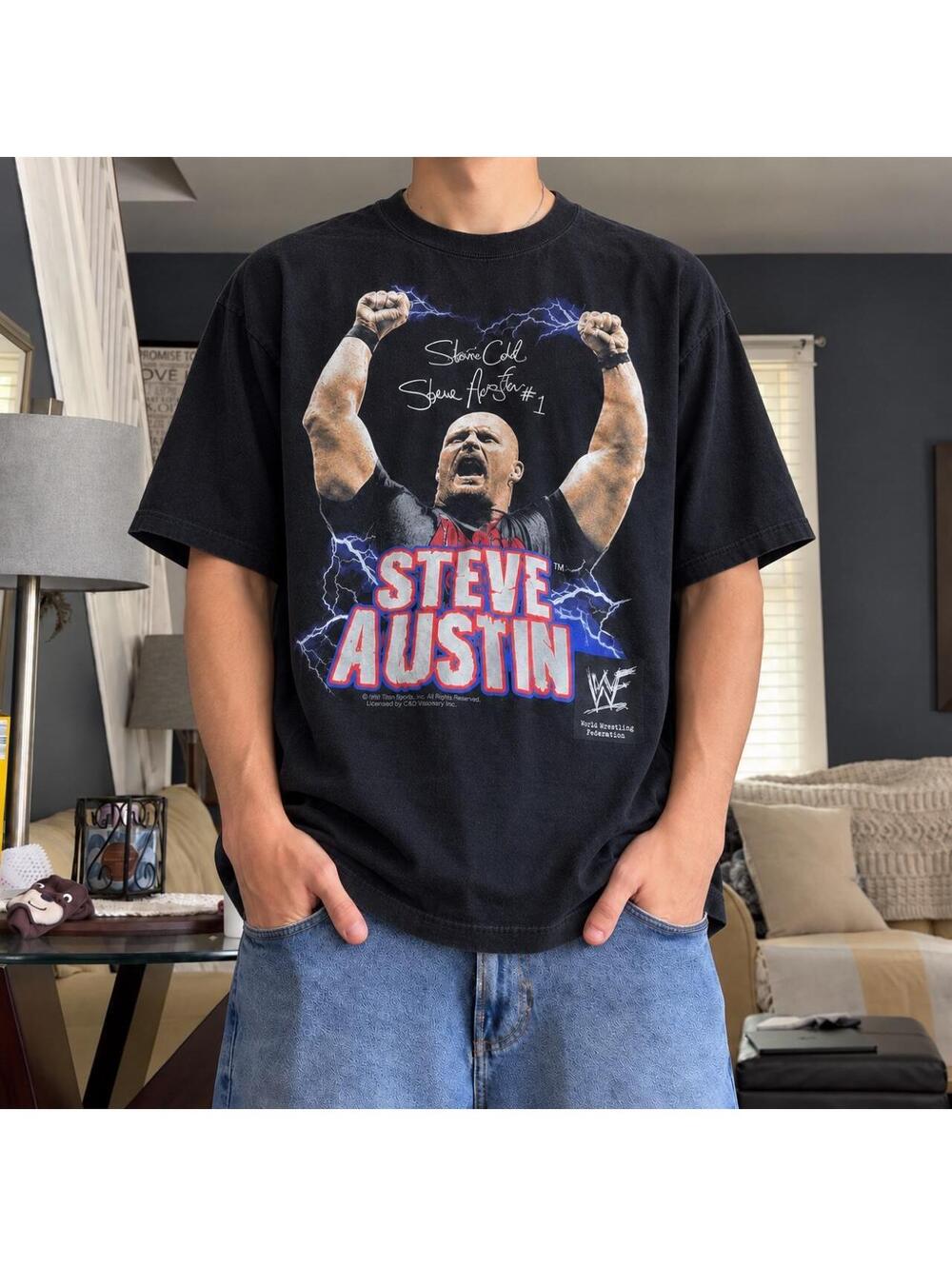 vintage 1990s WWF Steve Austin black t-shirt